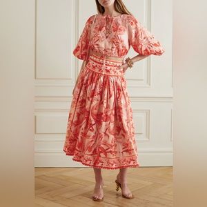 Zimmermann Lyre crop top and midi skirt set sz 0 sz 0